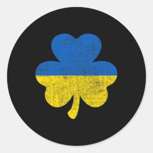 Adesivo Redondo Trevo Irlandês Boa Sorte Ucranianos Bandeira da Uc