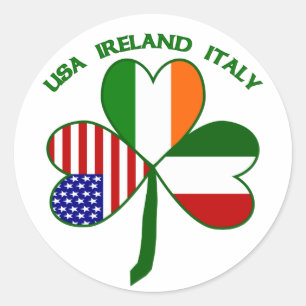 Adesivo Redondo Trevo Itália EUA Irlandês