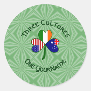 Adesivo Redondo Trevo Personalizado Australiano Irlandês Americano