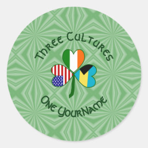 Adesivo Redondo Trevo Personalizado Irlandês Americano Bahamiano