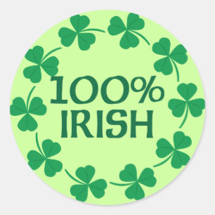 Adesivo Redondo Trevos do irlandês de 100 por cento
