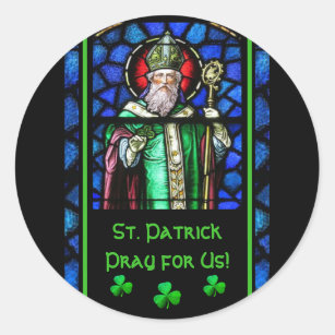 Adesivo Redondo Trevos do irlandês do vidro colorido de St Patrick