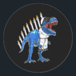 Adesivo Redondo Trex Dinosaur Menorah Hanukkah Chanukah<br><div class="desc">Trex, Dinossauro, Menorah, Hanukkah, Chanukah, Judeu, Meninos, Kids_1</div>