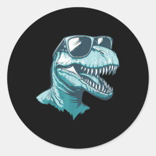 Adesivo Redondo Trex Dinossaur Dino Vestindo Esgostos Engraçado