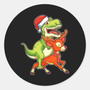 Adesivo Redondo TRex Dinossaur Natal Pajama