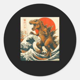 Adesivo Redondo Trexzilla Trex Japonês Art Funny T.rex Oferece Par