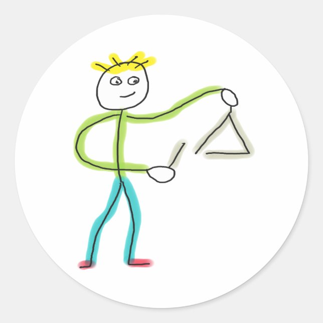 Adesivo Redondo Triangle Playing Stickman (Frente)