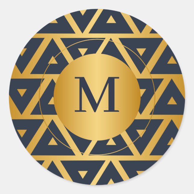 Adesivo Redondo Triângulo de padrão geométrico Personalizado (Frente)