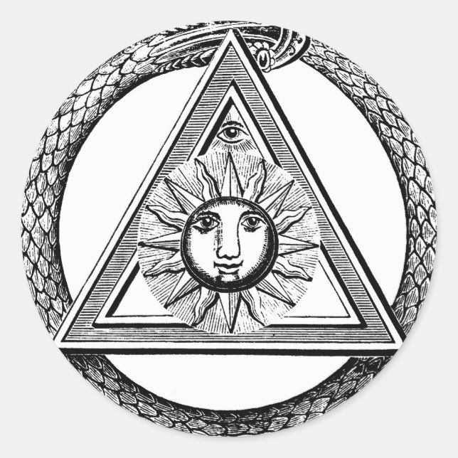 Adesivo Redondo Triângulo Freemason Cobra (Frente)
