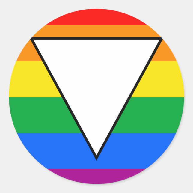 Adesivo Redondo Triângulo LGBTQ+ e Orgulho Arco-Íris (Frente)
