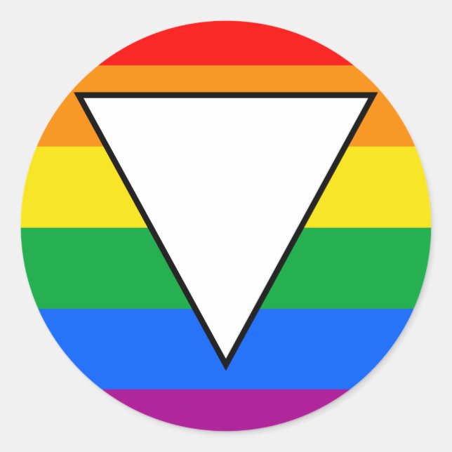 Adesivo Redondo Triângulo LGBTQ+ e Orgulho Arco-Íris (Frente)