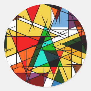Adesivo Redondo Triângulo Moderno Colorido Geométrico
