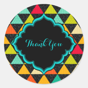 Adesivo Redondo Triângulos Geométricos Coloridos Padrão Invisível