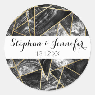 Adesivo Redondo Triângulos geométricos Dourados do preto branco