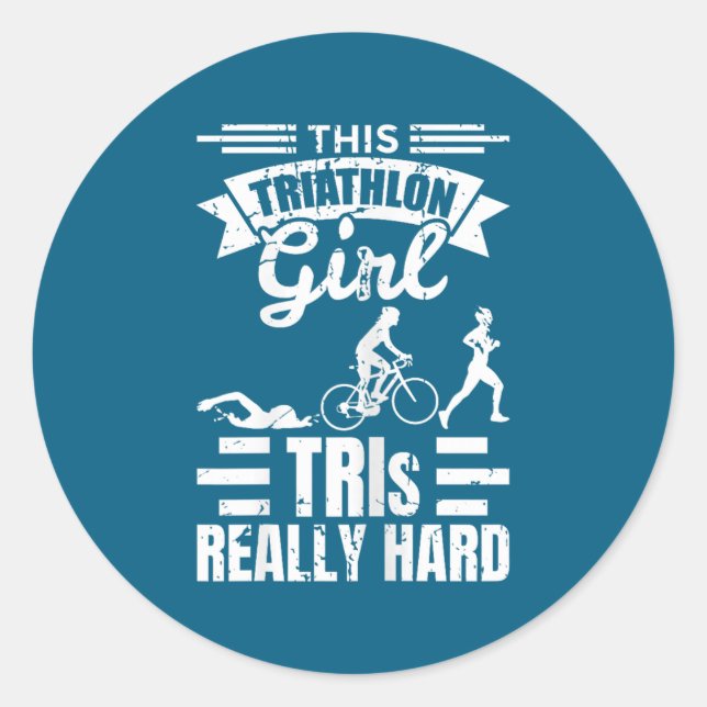 Adesivo Redondo Triathlete Girls Funny Triathlon  (Frente)