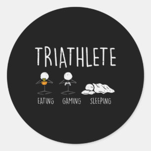 Adesivo Redondo Triathlete Stickman Coma Vídeo Jogo Dorme Gam Engr