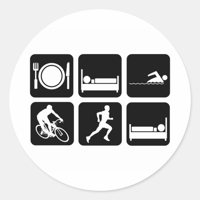 Adesivo Redondo Triathlon engraçado (Frente)