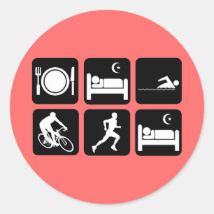 Adesivo Redondo Triathlon engraçado