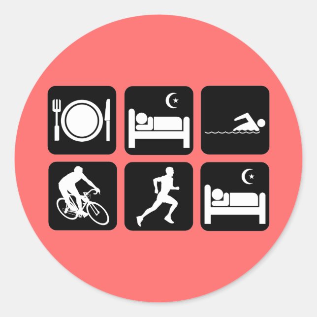 Adesivo Redondo Triathlon engraçado (Frente)