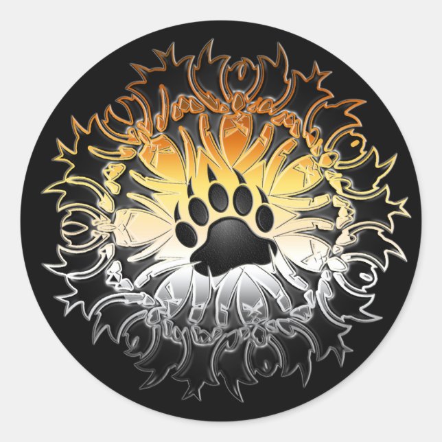 Adesivo Redondo Tribal Bear Pride Paw (Frente)