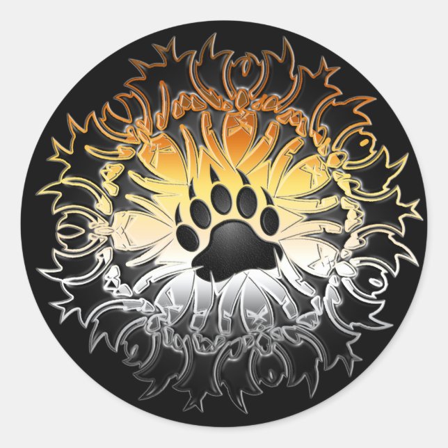 Adesivo Redondo Tribal Bear Pride Paw (Frente)
