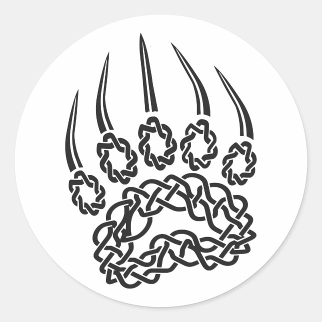 Adesivo Redondo Tribal Black Bear Paw (Frente)