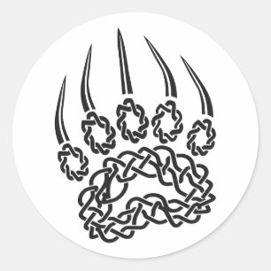 Adesivo Redondo Tribal Black Bear Paw