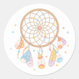 Adesivo Redondo Tribal Dreamcatcher Boho Baby