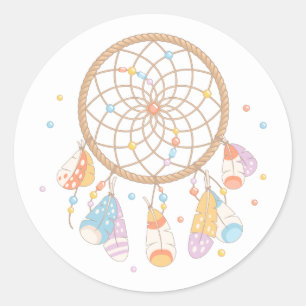 Adesivo Redondo Tribal Dreamcatcher Boho Baby