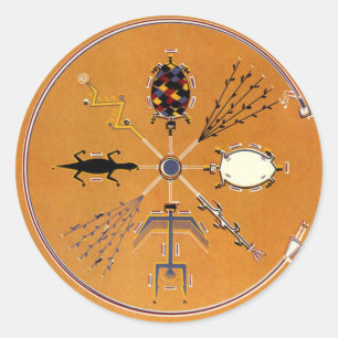 Adesivo Redondo Tribal Nativa Americana de Pintura