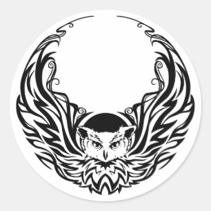 Adesivo Redondo Tribal Owl