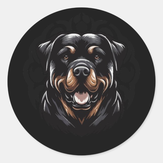 Adesivo Redondo Tribal Rottweiler Sticker – Fierce & Loyal (Frente)