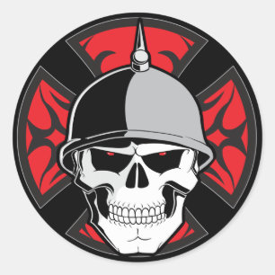 Adesivo Redondo Tribal Round Cross Skull