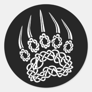 Adesivo Redondo Tribal White Bear Paw