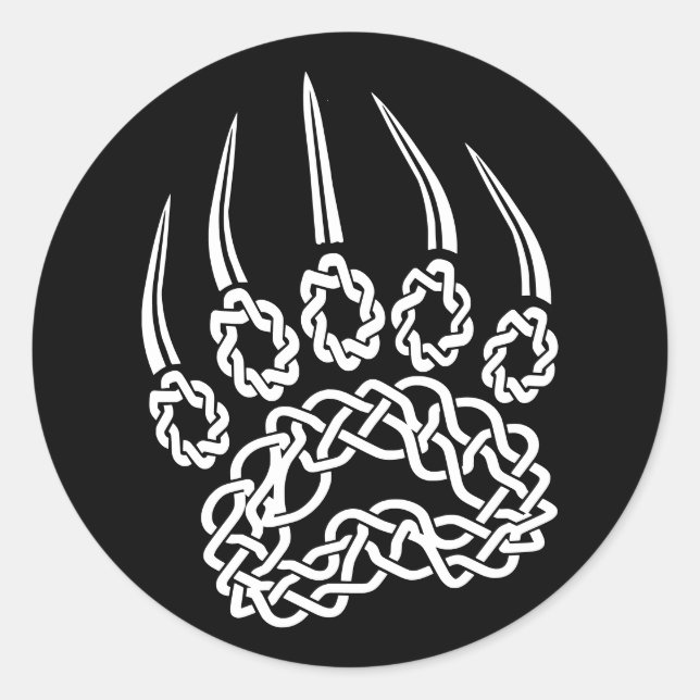 Adesivo Redondo Tribal White Bear Paw (Frente)