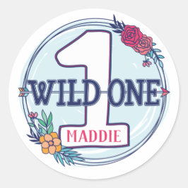 Adesivo Redondo Tribal Wild One Personalizou Primeiro Aniversário
