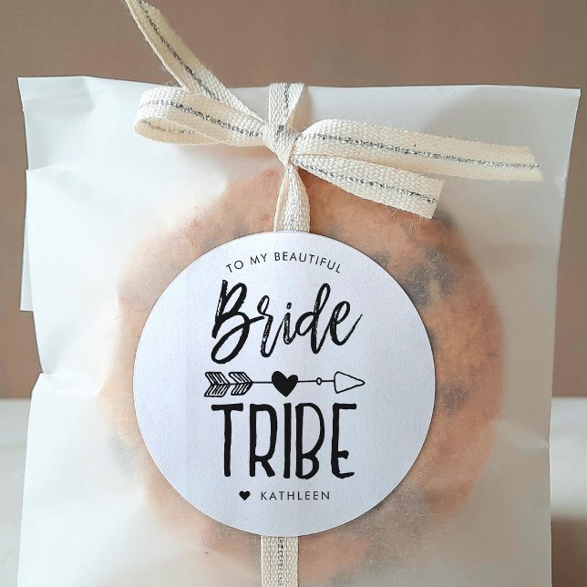 Adesivo Redondo Tribo Bride | Casamento de nome personalizado (Criador carregado)