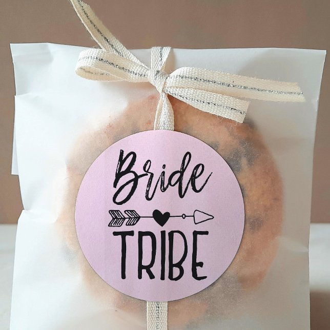 Adesivo Redondo Tribo Bride | Casamento de nome personalizado (Criador carregado)