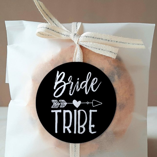 Adesivo Redondo Tribo Bride | Nome personalizado Casamento negro (Criador carregado)