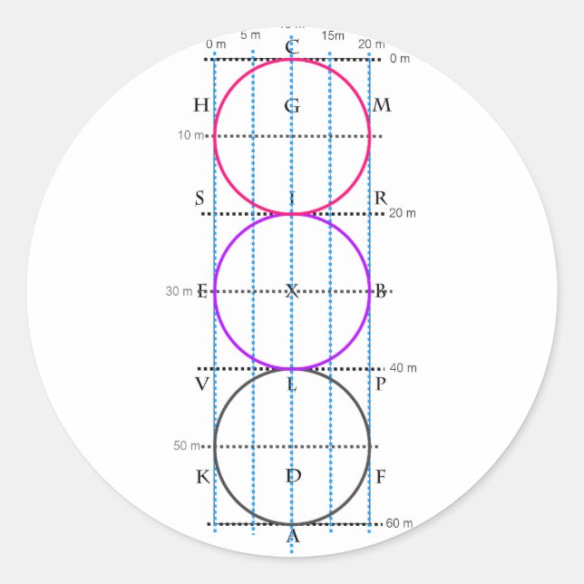 Adesivo Redondo Tribunal de Dressage 20x60m **Círculos** (Frente)