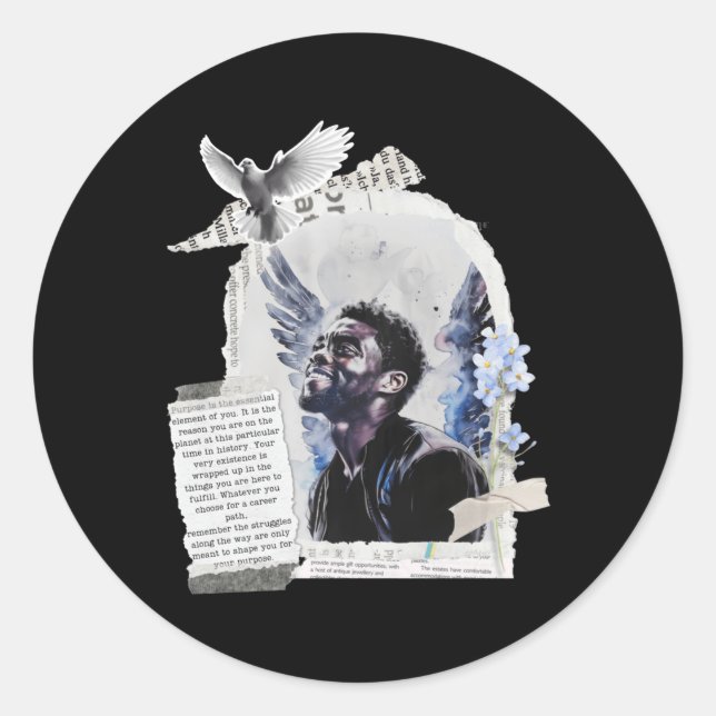 Adesivo Redondo Tributo A Chadwick Boseman - Objetivo 2 (Frente)