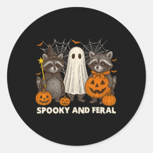 Adesivo Redondo Tric Ghost Raccoon, Cute Ghost Cute E Feral Hallow