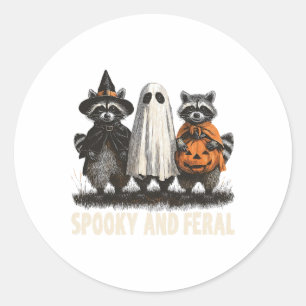 Adesivo Redondo Tric Ghost Raccoon, Cute Ghost Cute E Feral Hallow