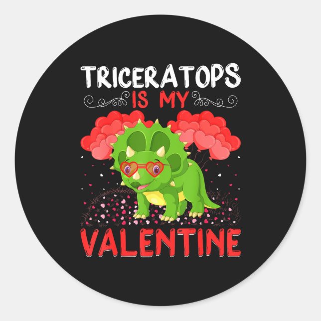 Adesivo Redondo Triceratops Is My Valentine Funny Triceratops Vale (Frente)