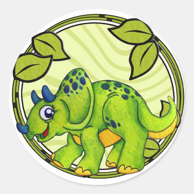 Adesivo Redondo Triceratops Sticker (Frente)