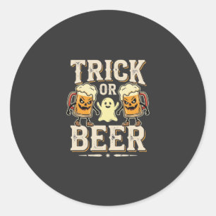 Adesivo Redondo Trick or Beer Design de Cerveja de Halloween_1