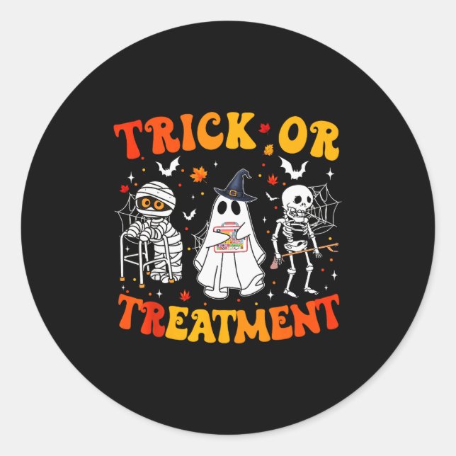 Adesivo Redondo Trick Or Pt Physical Therapy Therast Halloween  (Frente)