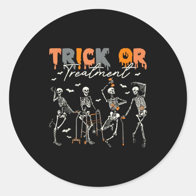 Adesivo Redondo Trick Or Pt Physical Therapy Therast Halloween  (Frente)