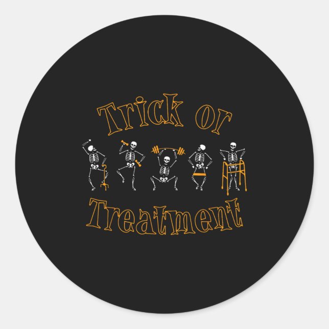 Adesivo Redondo Trick Or Pt Physical Therapy Therast Halloween  (Frente)