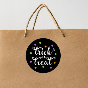 Adesivo Redondo Trick or Treat Confetes Coloridos Halloween